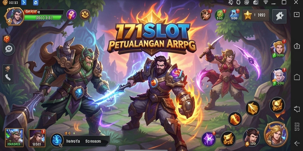 Tangkapan layar gameplay 171SLOT menunjukkan pertempuran epik dalam dunia fantasi.